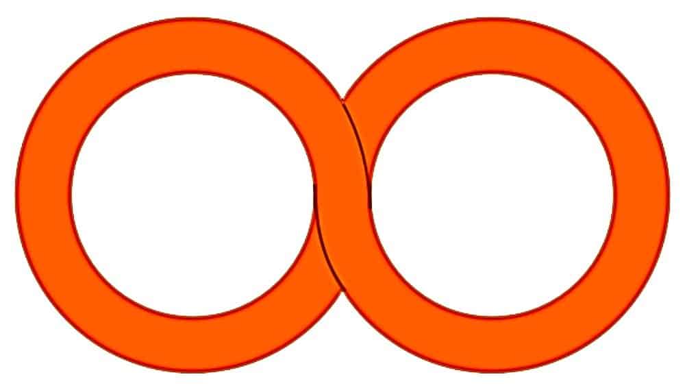 A graphic of a looped figure of eight