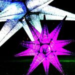 Photos of fragments - from a night-time garden display. Some blurred, some clear.